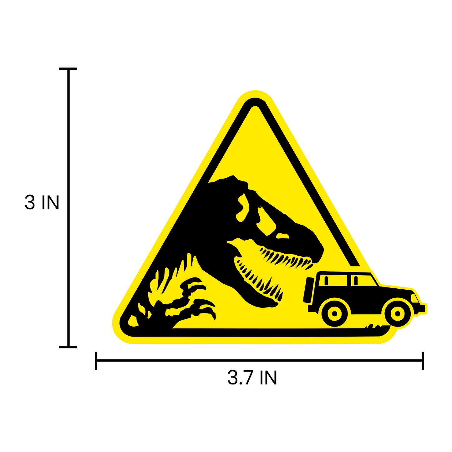 T-Rex Crossing Vinyl Sticker – Funny Dinosaur Warning Sign Decal – Waterproof Jeep & Off-Road Sticker – 3.7