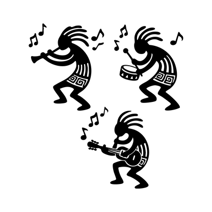Tribal Musicians Vinyl Sticker Pack - 3" Multi-Color Music Decals (3-Pack)
