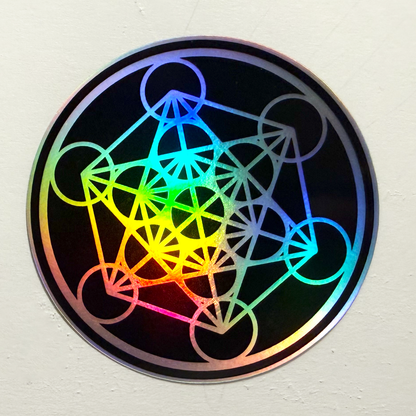 Holographic Metatron's Cube Sticker - 3.5" Sacred Geometry Vinyl Decal