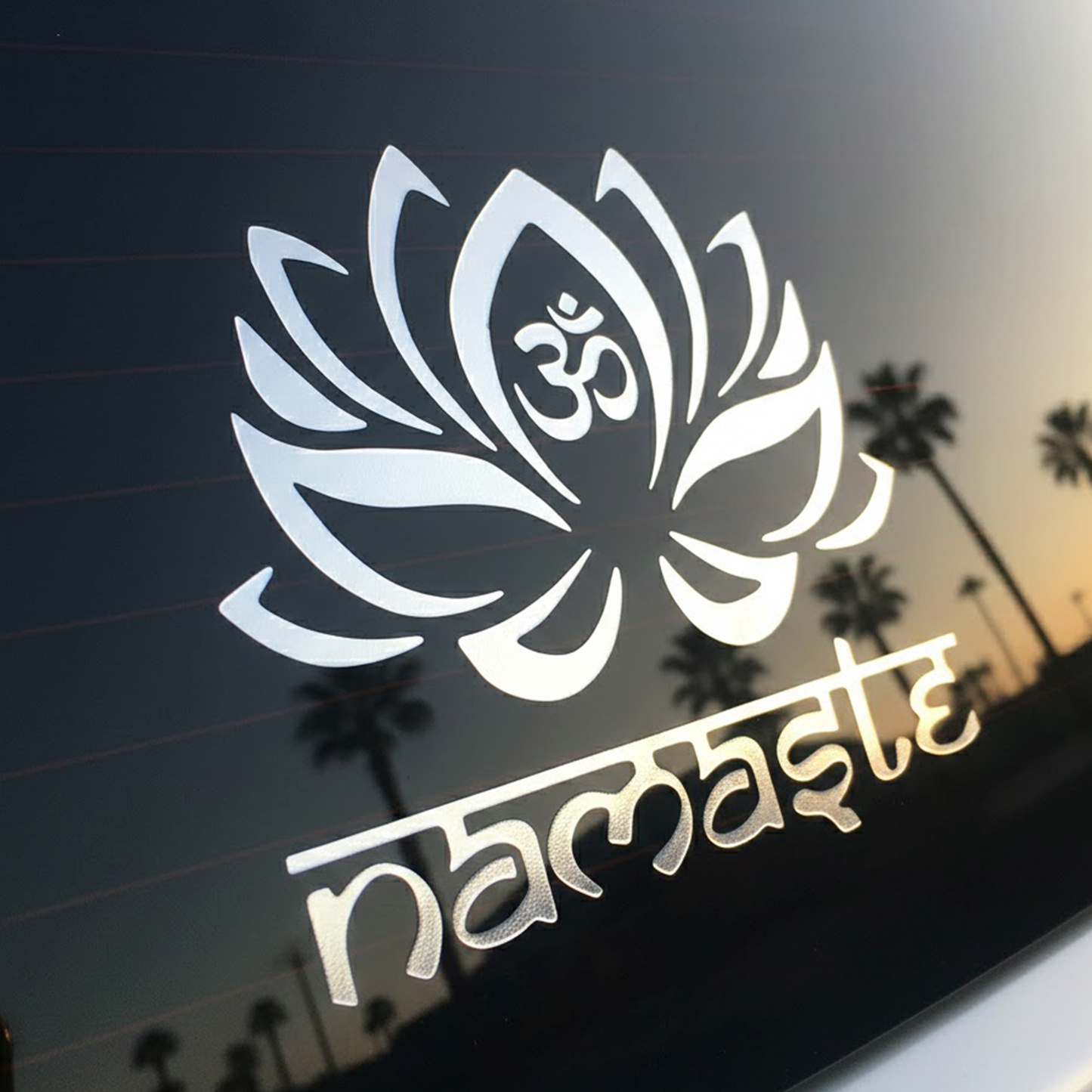 Namaste Lotus Flower Decal 4-Inch Vinyl Sticker - Choose Your Color