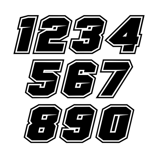 10 Adhesive Numbers for Motorcycles, Motocross, ATV, Scooter & Cars – Waterproof & Washable Decals (Black, Set of 10)