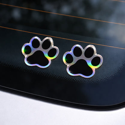 Cute Paw Print Holo Stickers (4 Pack) – 2 Inch Waterproof Vinyl Decals