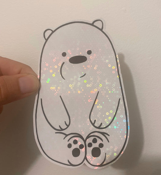 Cute Holographic Polar Bear Sticker – Kawaii Vinyl Decal (Waterproof)