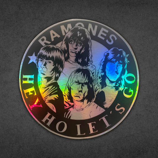 Ramones Holographic Decal – “Hey Ho Let’s Go” Round Punk Rock Sticke