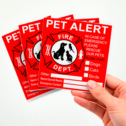 Emergency Pet Alert Fire Rescue Stickers - 4 Pack Premium Vinyl Decal (4" x 4.5")