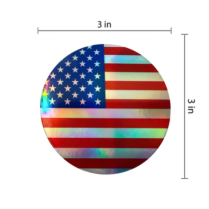 USA Flag Holographic Decal Pack of 2 – 3 Inch Waterproof Vinyl Stickers