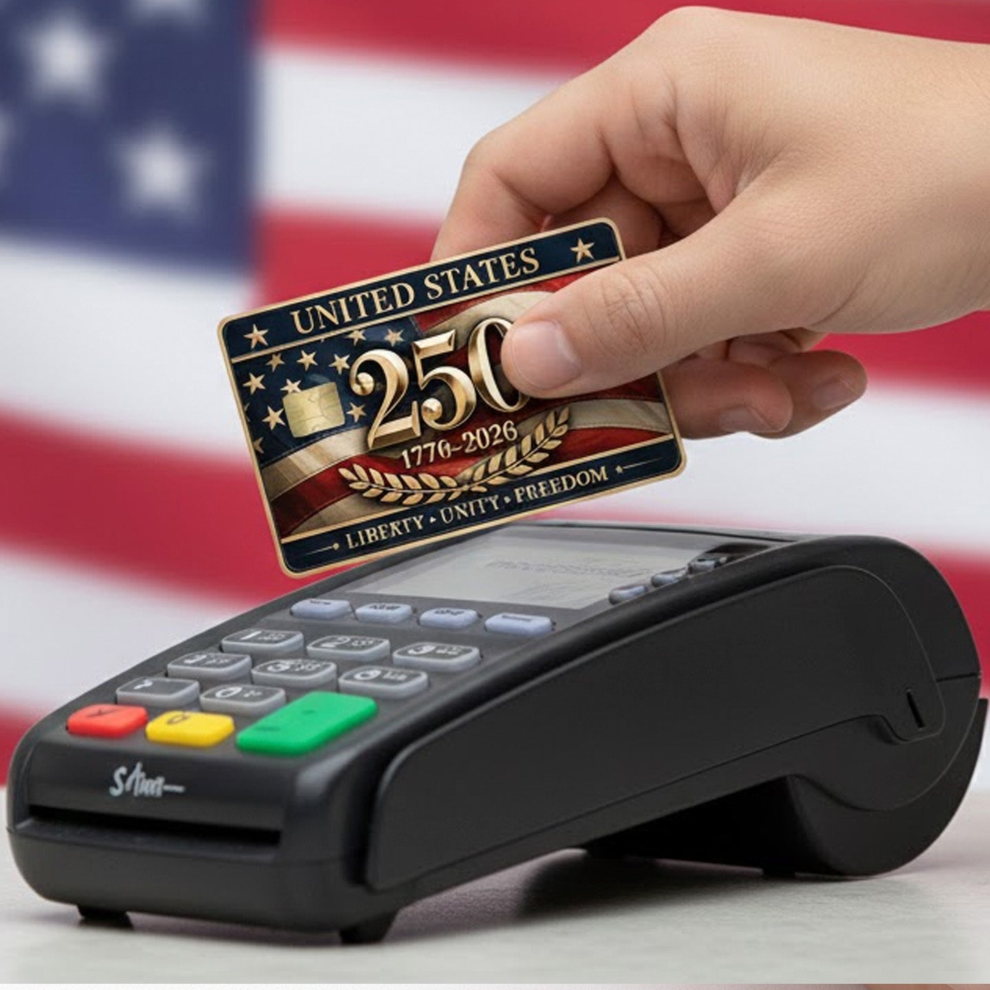 United States 250th Anniversary Card Sticker Pack (2) – Patriotic 1776–2026 Decals