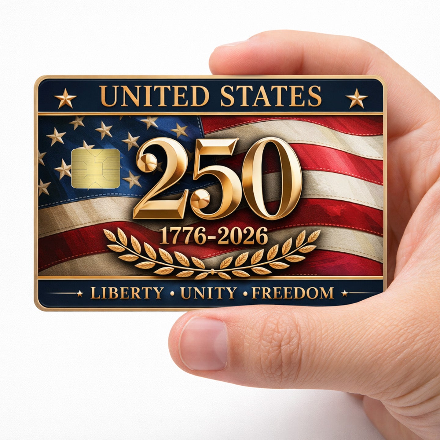 United States 250th Anniversary Card Sticker Pack (2) – Patriotic 1776–2026 Decals