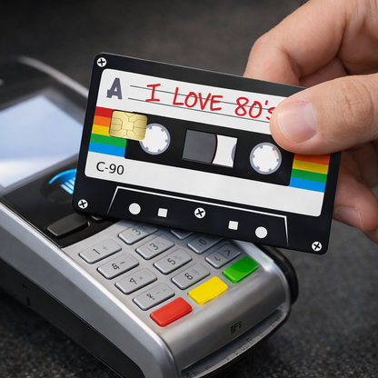 Retro 80s Cassette Tape Credit Card Sticker Skin - 2 Pack Premium Vinyl Decal