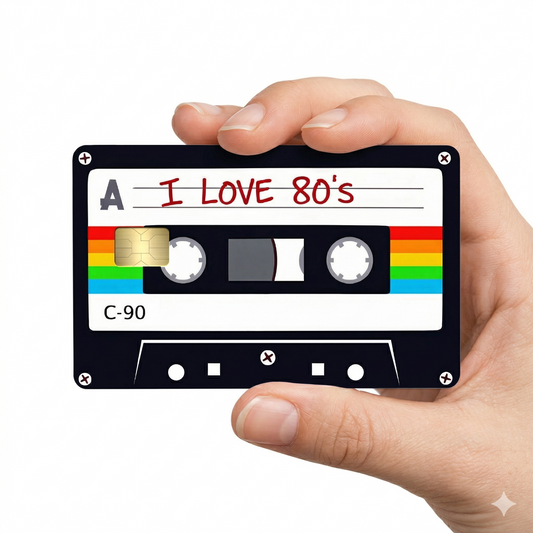 Retro 80s Cassette Tape Credit Card Sticker Skin - 2 Pack Premium Vinyl Decal