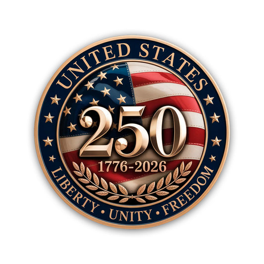 United States 250th Anniversary Sticker Pack (2) – 3.5" Patriotic Decals 1776–2026