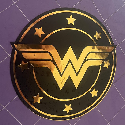 Wonder Woman Gold Emblem Decal – Waterproof Vinyl Sticker for Car, Laptop
