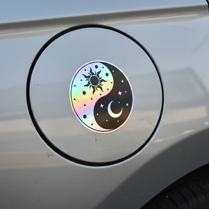 Cosmic Yin Yang Holo Stickers Pack of 2 – Celestial Vinyl Decals for Laptops, Water Bottles & More