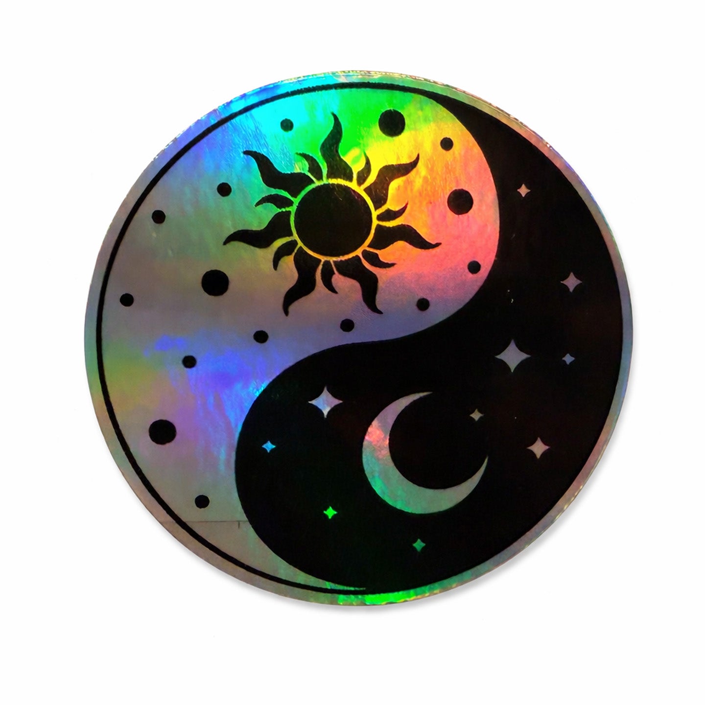 Cosmic Yin Yang Holo Stickers Pack of 2 – Celestial Vinyl Decals for Laptops, Water Bottles & More